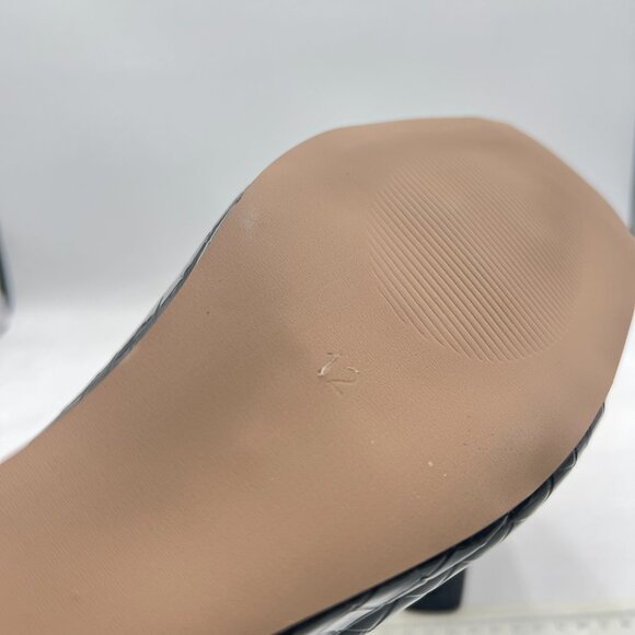 YDN Black Braid Pumps Wedge High Heels Square Toe Slip On Shoes Dressy Prom - Picture 6 of 8